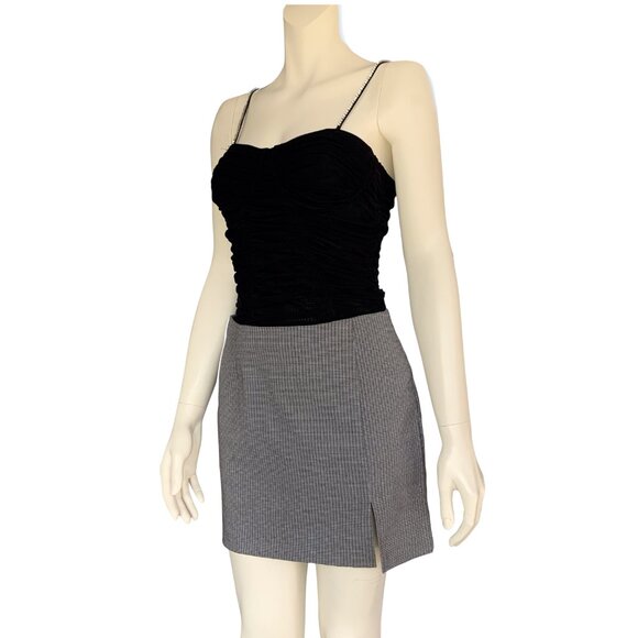 Vintage Jay Jacobs side-slit tailored pencil black & gray mini skirt - size 6 - Picture 6 of 11